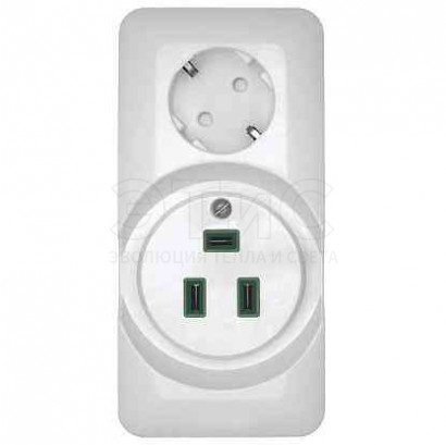 Розетка двойная наружная 32А/16A 250В 2P+PE белая (РШ/Евро) ПРИМА